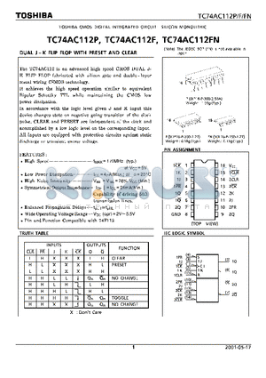 TC74AC112F datasheet - DUAL J-K FLIP FLOP WITH PRESET AND CLEAR