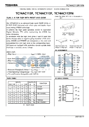 TC74AC112FN datasheet - DUAL J-K FLIP FLOP WITH PRESET AND CLEAR