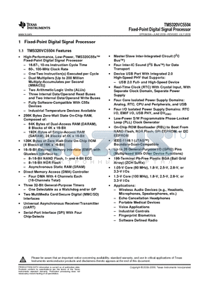 TMS320VC5504 datasheet - Fixed-Point Digital Signal Processor