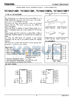 TC74AC138FT datasheet - 3-TO-8 LINE DECODER