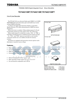 TC74AC138F_12 datasheet - 3-to-8 Line Decoder