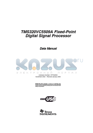 TMS320VC5509AZHH datasheet - TMS320VC5509A Fixed-Point Digital Signal Processor
