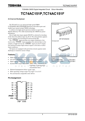 TC74AC151P_12 datasheet - 8-Channel Multiplexer