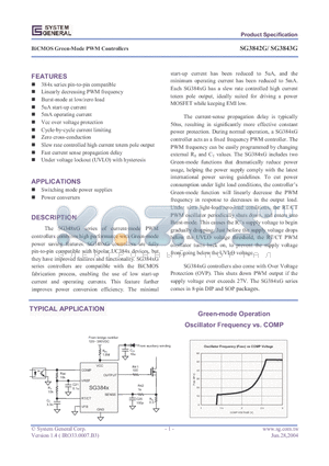 SG3842G2AS datasheet - BiCMOS Green-Mode PWM Controllers