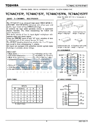 TC74AC157FN datasheet - QUAD 2-CHANNEL MULTIPLEXER