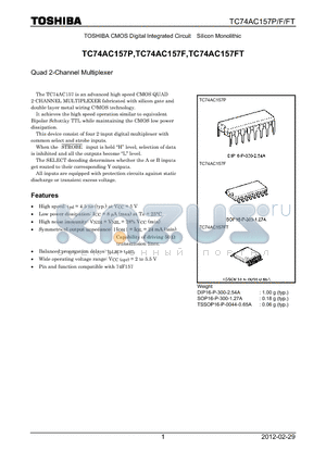 TC74AC157P_12 datasheet - Quad 2-Channel Multiplexer