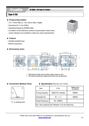 S-7LB datasheet - RF COILS < Pin Type: S-7 Series>