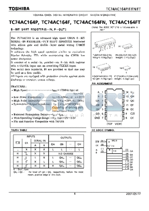 TC74AC164FN datasheet - TOSHIBA MOS DIGITAL INTEGRATED CIRCUIT SILICON MONOLITHIC
