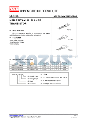 ULB124L-XX-TA3-T datasheet - NPN EPITAXIAL PLANAR TRANSISTOR
