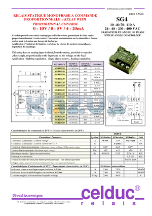 SG441020 datasheet - RELAY WITH PROPORTIONAL CONTROL