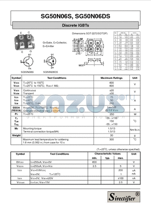 SG50N06DS datasheet - Discrete IGBTs