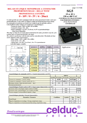 SG541020 datasheet - RELAY WITH PROPORTIONAL CONTROL