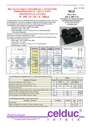 SG544020 datasheet - RELAY WITH PROPORTIONAL CONTROL