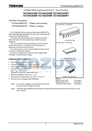 TC74AC245P datasheet - CMOS Digital Integrated Circuit Silicon Monolithic