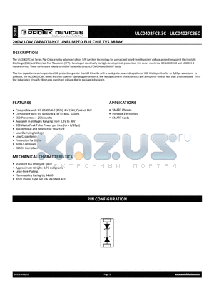 ULC0402FC05C datasheet - 200W LOW CAPACITANCE unbumpe d flip chip tvs array