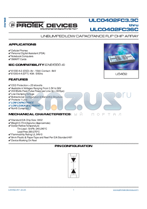 ULC0402FC08C datasheet - UNBUMPED LOW CAPACITANCE FLIP CHIP ARRAY