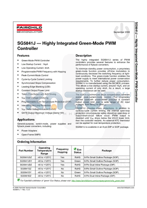 SG5841JSY datasheet - Highly Integrated Green-Mode PWM Controller