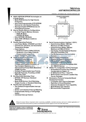 TMS370C002AFNA datasheet - 8-BIT MICROCONTROLLER