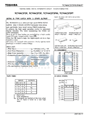 TC74AC373FT datasheet - TOSHIBA CMOS DIGITAL INTEGRATED CIRCUIT SILICON MONOLITHIC