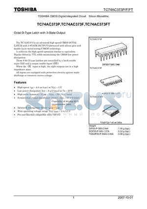 TC74AC373P datasheet - CMOS Digital Integrated Circuit Silicon Monolithic Octal D-Type Latch with 3-State Output