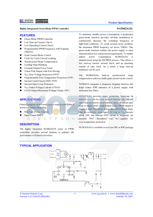 SG5842A datasheet - Highly Integrated Green-Mode PWM Controller