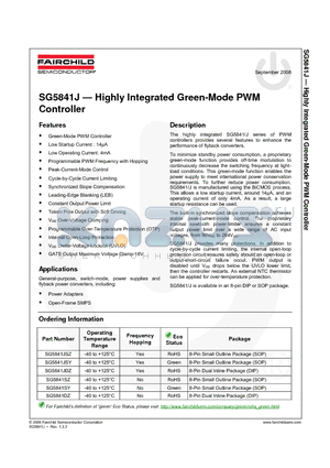 SG5841SY datasheet - Highly Integrated Green-Mode PWM Controller