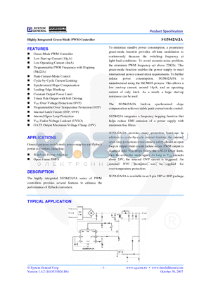 SG5842JA datasheet - Highly Integrated Green-Mode PWM Controller