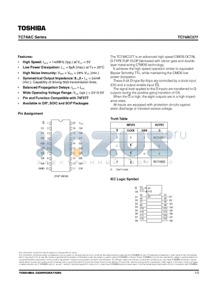 TC74AC377 datasheet - dvanced high speed CMOS OCTAL D-TYPE FLIP-FLOP fabricated