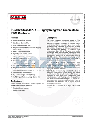 SG5842JA datasheet - Highly Integrated Green-Mode PWM Controller