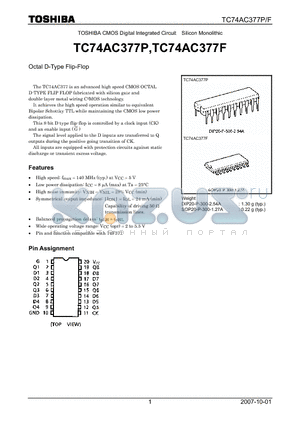 TC74AC377P datasheet - CMOS Digital Integrated Circuit Silicon Monolithic Octal D-Type Flip-Flop