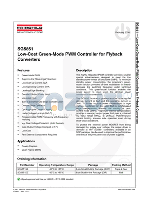 SG5851 datasheet - Low-Cost Green-Mode PWM Controller for Flyback Converters