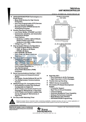 TMS370C040A datasheet - 8-BIT MICROCONTROLLER