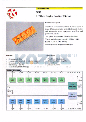 SG6 datasheet - 77 Band Graphic Equalizer (Stereo)