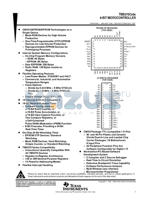 TMS370C090A datasheet - 8-BIT MICROCONTROLLER