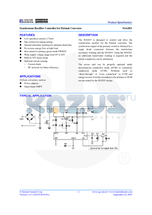 SG6203DZ datasheet - Synchronous Rectifier Controller for Flyback Converter