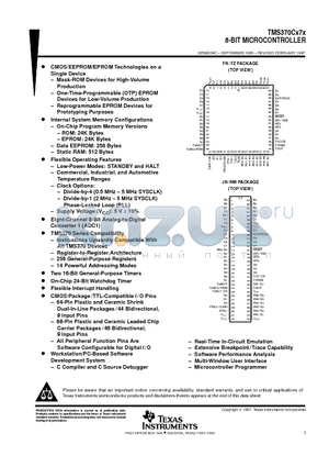 TMS370C077A datasheet - 8-BIT MICROCONTROLLER