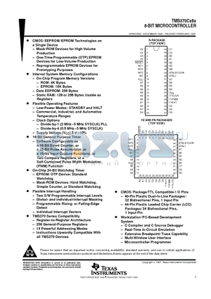 TMS370C080 datasheet - 8-BIT MICROCONTROLLER