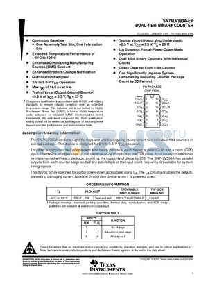 SN74LV393ATPWREP datasheet - DUAL 4-BIT BINARY COUNTER