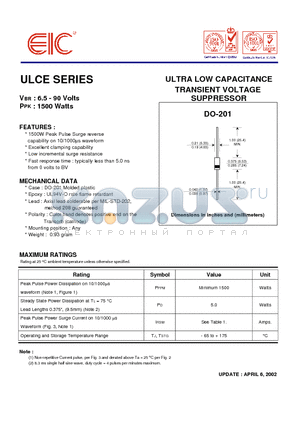 ULCE8.0A datasheet - ULTRA LOW CAPACITANCE TRANSIENT VOLTAGE SUPPRESSOR