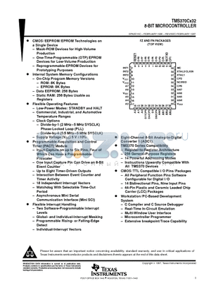 TMS370C332A datasheet - 8-BIT MICROCONTROLLER