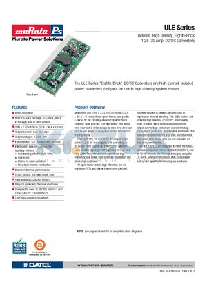 ULE-1.2/30-D48N-C datasheet - Isolated, High Density, Eighth-Brick