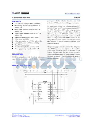 SG6516 datasheet - PC Power Supply Supervisors
