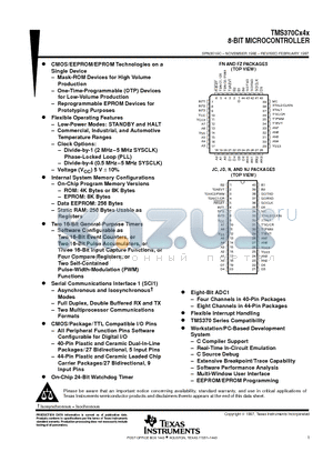 TMS370C340A datasheet - 8-BIT MICROCONTROLLER