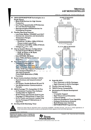 TMS370C342A datasheet - 8-BIT MICROCONTROLLER