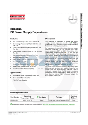 SG6520A datasheet - PC Power Supply Supervisors