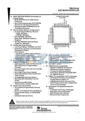 TMS370C736A datasheet - 8-BIT MICROCONTROLLER