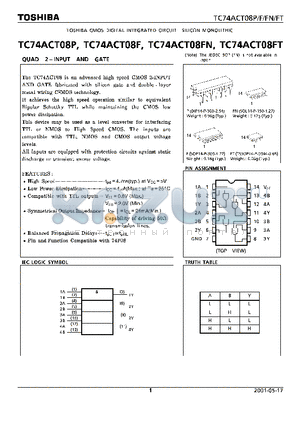 TC74ACT08F datasheet - CMOS DIGITAL INTEGRATED CIRCUIT SILICON MONOLITHIC