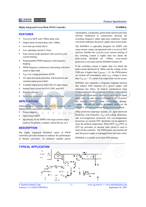 SG6846A datasheet - Highly Integrated Green-Mode PWM Controller