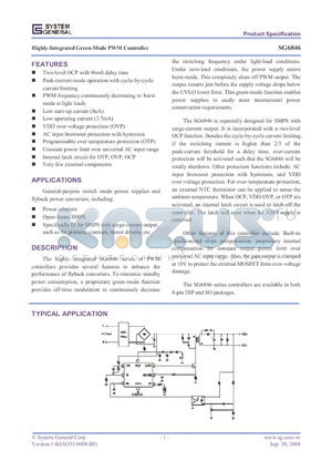 SG6846CD datasheet - Highly-Integrated Green-Mode PWM Controller