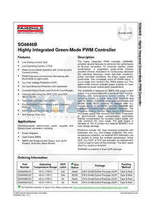 SG6846BCSY datasheet - Highly Integrated Green-Mode PWM Controller